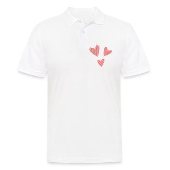 HERZ. PAPA. MAMA. Junggesellinnenabschied. BEBE. KIND. HERZ. FEST - Männer Poloshirt - Weiß - Vorne - Kai (181cm)