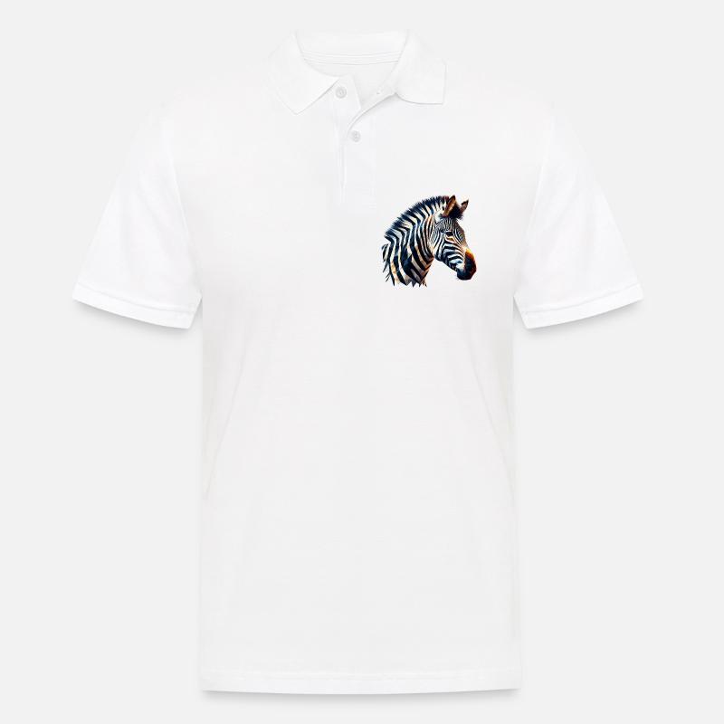 Polygonales Zebra - Männer Poloshirt - Weiß