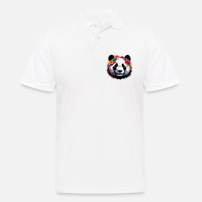 Panda - Männer Poloshirt - Weiß