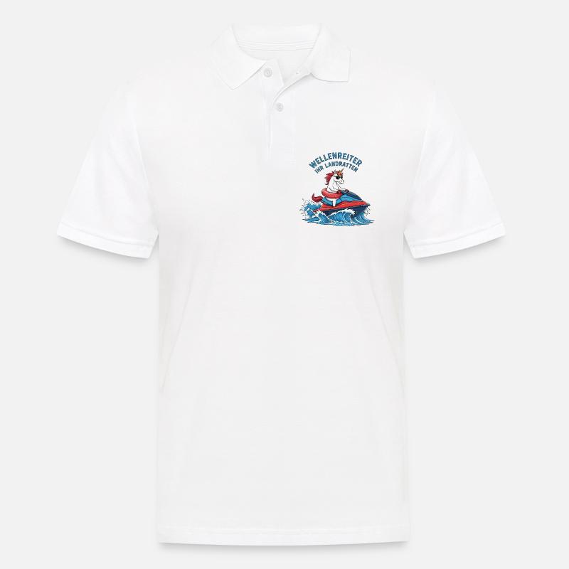 Cooles Jetski Einhorn - Männer Poloshirt - Weiß