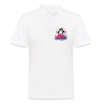 Pinguin auf pinker Marmelade-Welle - Männer Poloshirt - Weiß - Vorne - Kai (181cm)