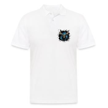 Peinture à l’aquarelle bleue tête d’orignal nordique - Polo Homme - blanc - Devant - Kai (181cm)