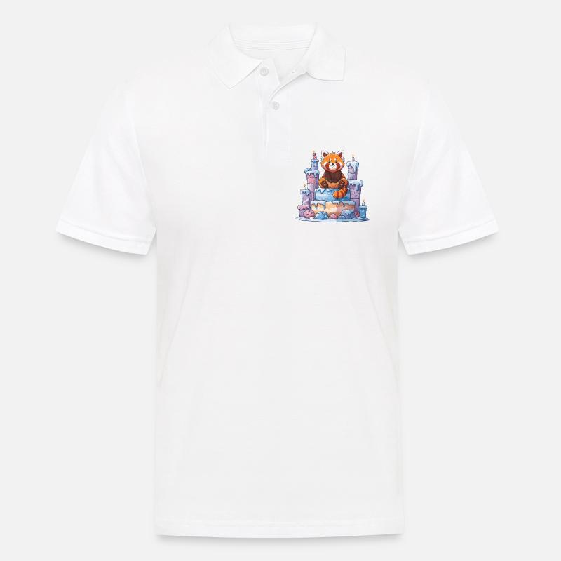 Roter Panda auf Eis-Torte - Männer Poloshirt - Weiß