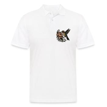 Hummingbird with Rose Vintage Tattoo - Men's Polo Shirt - white - Front - Kai (181cm)
