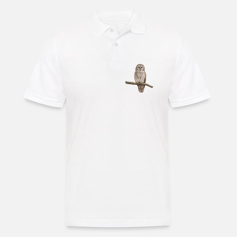 Uraleule an einem Ast - Männer Poloshirt - Weiß