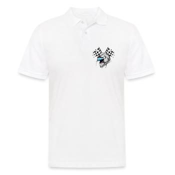 formula checkered flag helmet illustration racing graphic - Men's Polo Shirt - white - Front - Kai (181cm)