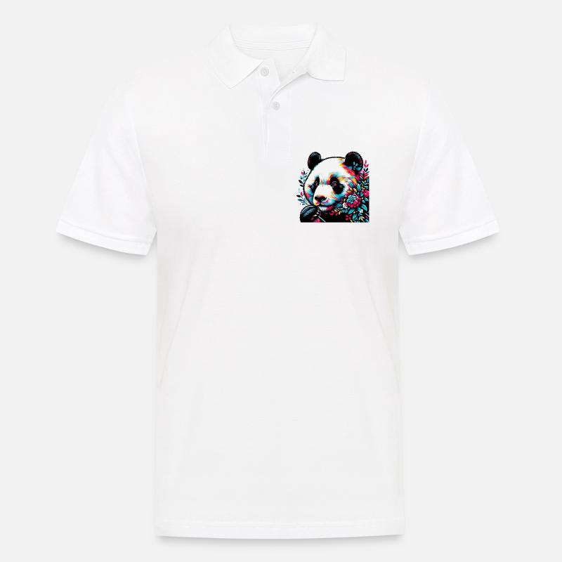 Panda - Männer Poloshirt - Weiß