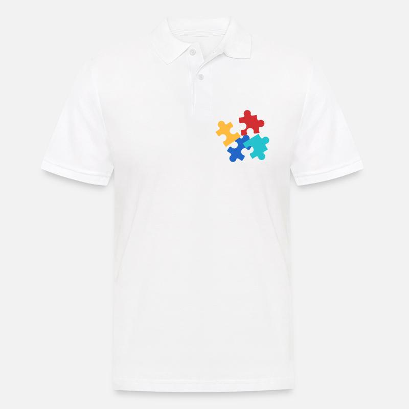 Bunte Puzzleteile Collage - Männer Poloshirt - Weiß