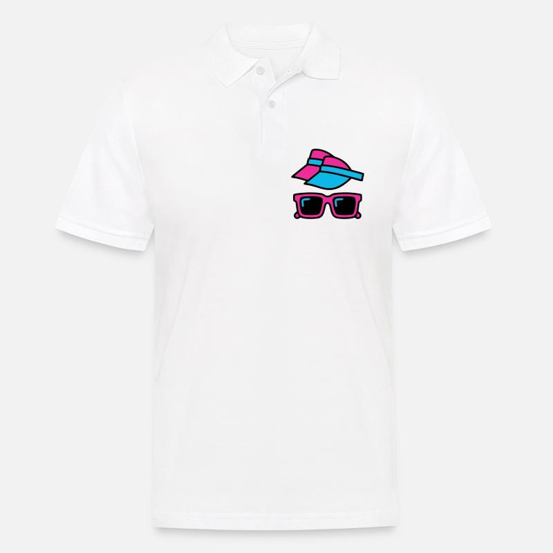 80er Sonnenblende Brille Set - Männer Poloshirt - Weiß