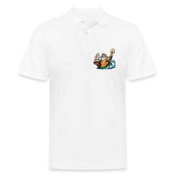 Neptun mit Seegelschiff - Männer Poloshirt - Weiß - Vorne - Kai (181cm)