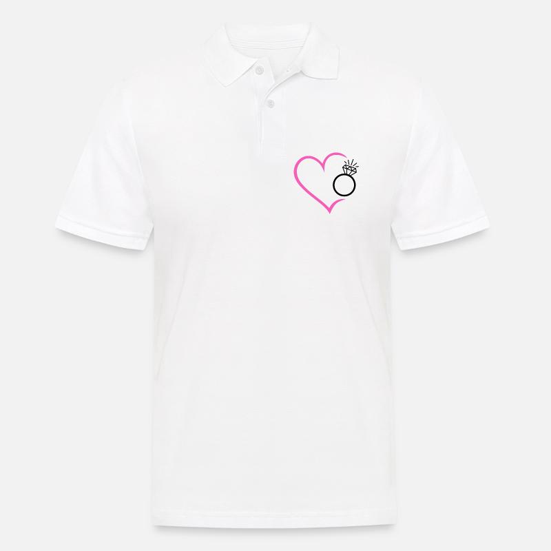 Herz mit Diamantring Ehering Ring Hochzeit Braut - Männer Poloshirt - Weiß
