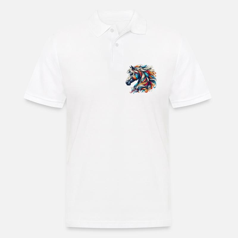 Pferd - Männer Poloshirt - Weiß