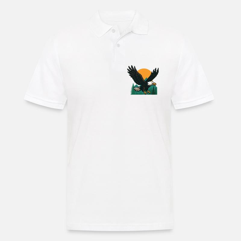 Eagle Pixel – Coucher de soleil dans les montagnes - Polo Homme - blanc