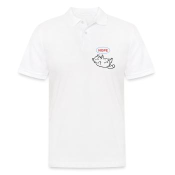 Laughing Cat Nope Middle Finger - Men's Polo Shirt - white - Front - Kai (181cm)