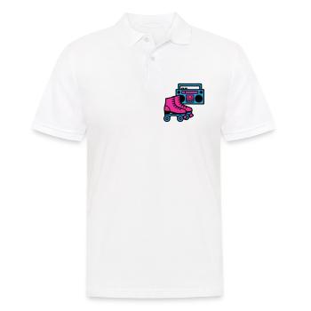 Rollschuhe Boombox 80er Retro - Männer Poloshirt - Weiß - Vorne - Kai (181cm)