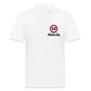 50.Geburtstag , 50 Aged to Perfection ..(25) - Männer Poloshirt - Weiß - Vorne - Kai (181cm)