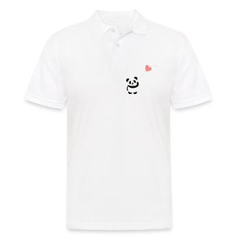 panda herz niedlich luftballon bär groß dick kusch - Männer Poloshirt - Weiß - Vorne - Kai (181cm)