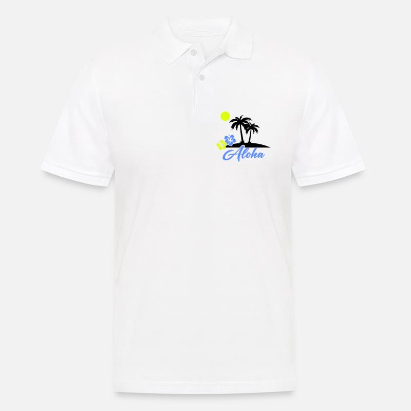 Aloha Hibiskus Neon Script - Männer Poloshirt - Weiß