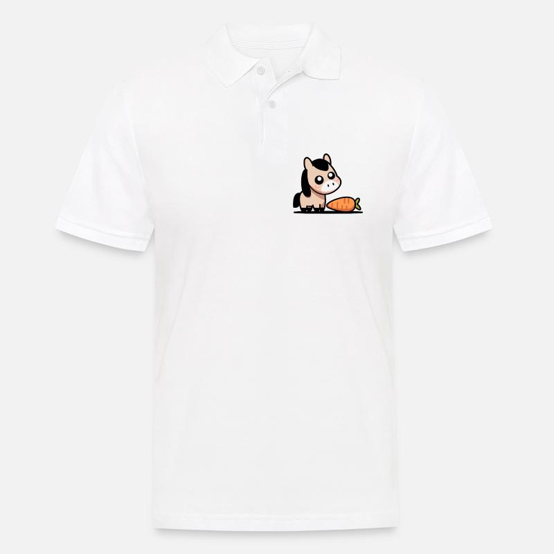 Pferdchen mit Karotte - Männer Poloshirt - Weiß