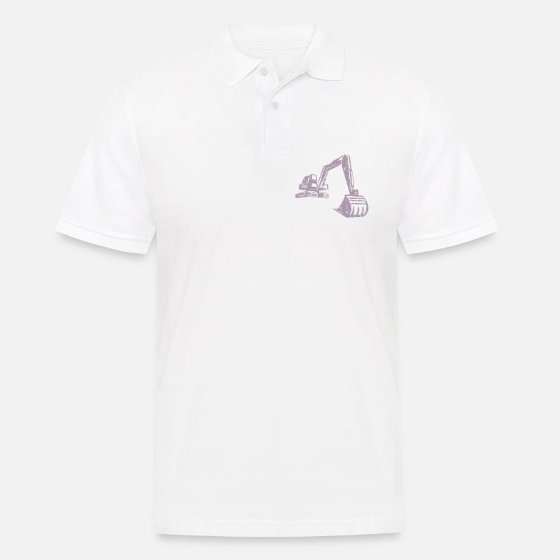 Bagger Silhouette Bauarbeiter Grunge Design - Männer Poloshirt - Weiß
