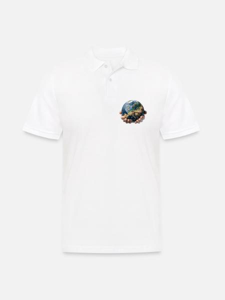 Earth in Hands: Global Responsibility - Men's Polo Shirt - white