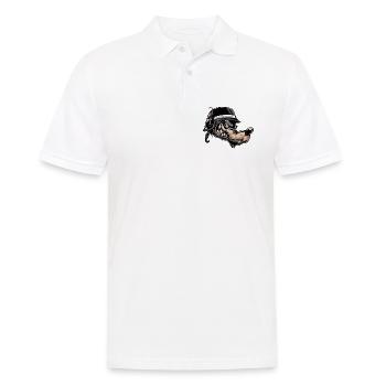 Grimmiger Comic-Wolf mit Helm - Männer Poloshirt - Weiß - Vorne - Kai (181cm)