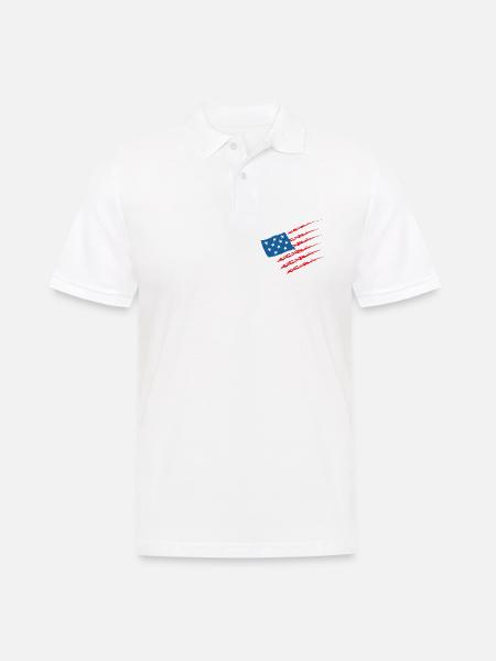 USA Usa Amerika Flag - Herre poloshirt - hvid