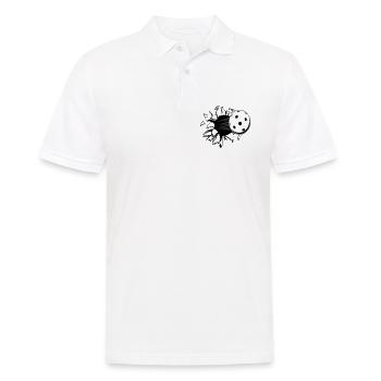 Floorball , Unihockey , Hockey , Loch  - Männer Poloshirt - Weiß - Vorne - Kai (181cm)