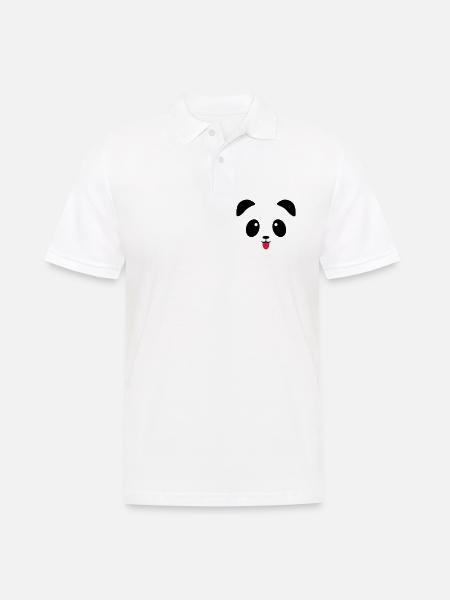 Panda Gesicht Zunge - Männer Poloshirt - Weiß