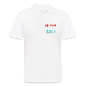 Lebensfreude mit Burger Spruch - Männer Poloshirt - Weiß - Vorne - Kai (181cm)