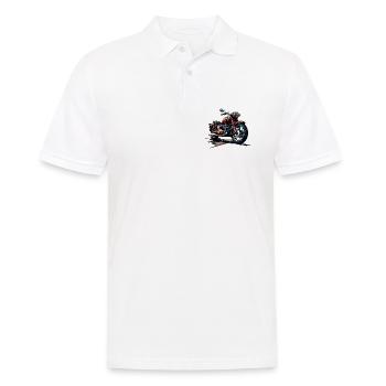 Motorrad im Polygon Stil - Männer Poloshirt - Weiß - Vorne - Kai (181cm)