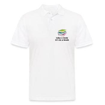 Take A Look, It's in a Book - Men's Polo Shirt - white - Front - Kai (181cm)