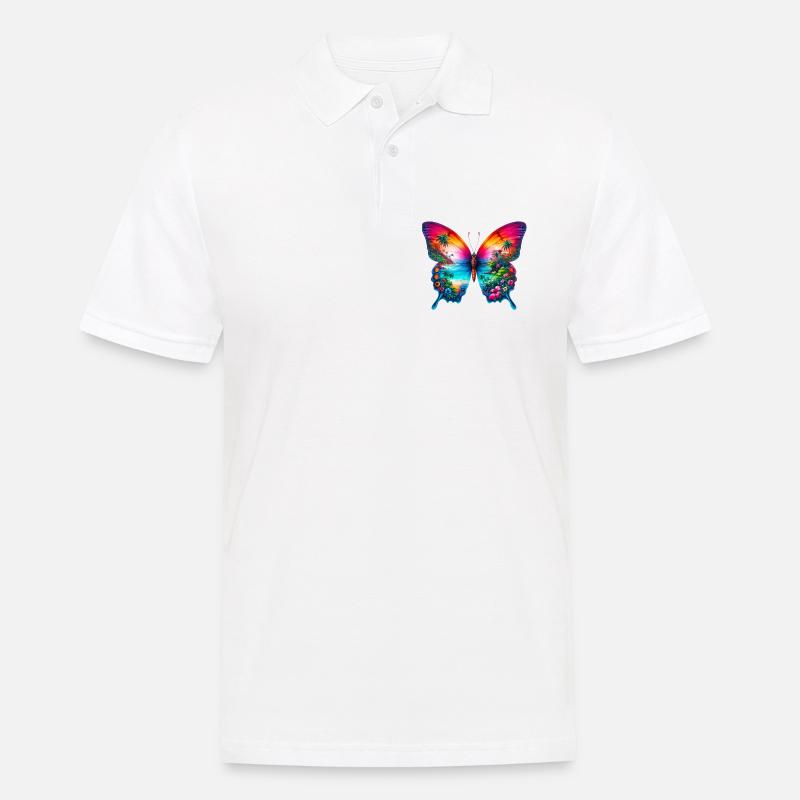 Schmetterling - Männer Poloshirt - Weiß