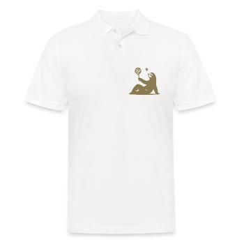Faultier Tennis Tennisspieler Ball Horn Silhouette - Männer Poloshirt - Weiß - Vorne - Kai (181cm)