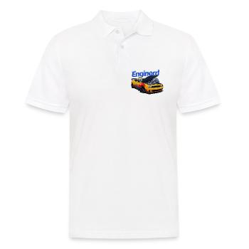 Muscle Car en cours de travail par un mécanicien - Polo Homme - blanc - Devant - Kai (181cm)