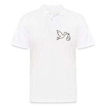 Cigogne avec bébé enfant - Arrivée minimale de bébé - Polo Homme - blanc - Devant - Kai (181cm)