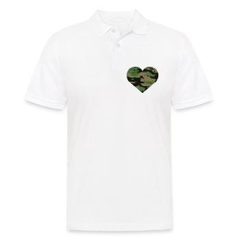 Camouflage Herz Design - Männer Poloshirt - Weiß - Vorne - Kai (181cm)