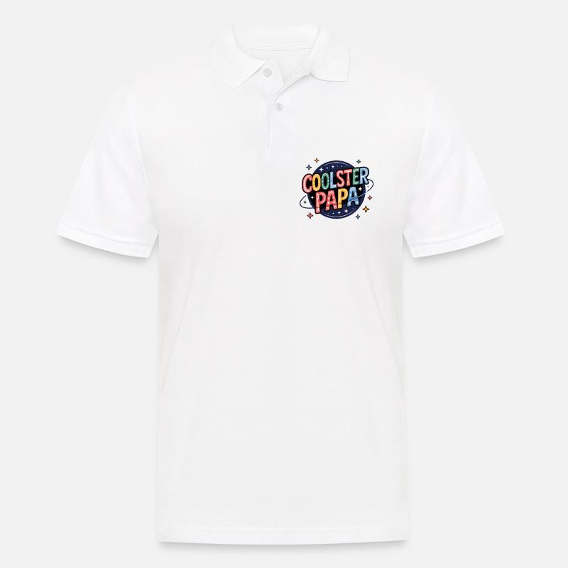 Coolster Papa – bunter Retro-Dad Print - Männer Poloshirt - Weiß