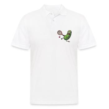 Funny cucumber playing tennis with headband - Men's Polo Shirt - white - Front - Kai (181cm)
