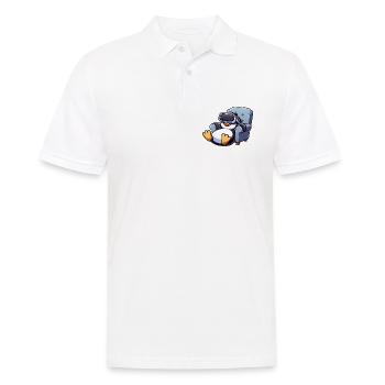Pinguin Virtual Reality Gamer Zocker Chillen - Männer Poloshirt - Weiß - Vorne - Kai (181cm)
