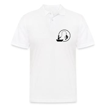 Logo du pêcheur dans un bateau Minimaliste - Polo Homme - blanc - Devant - Kai (181cm)