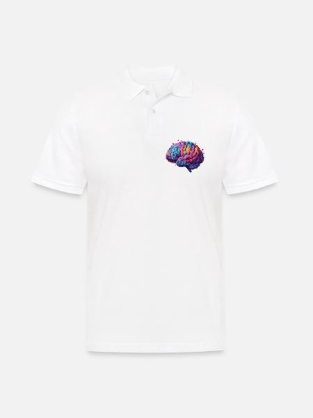 Colorful Neurodiversity Brain in Colorful Kun - Men's Polo Shirt - white