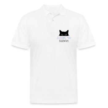 Humour félin, idée cadeau chat, animaux de compagnie drôles - Polo Homme - blanc - Devant - Kai (181cm)