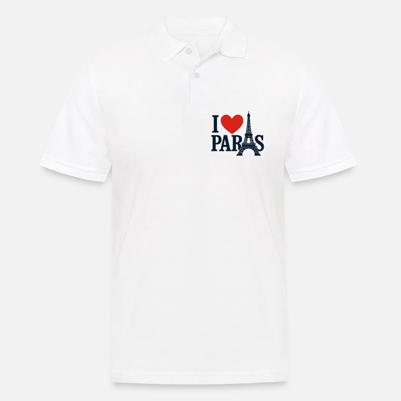 Ich liebe Paris Eiffel Herz - Männer Poloshirt - Weiß