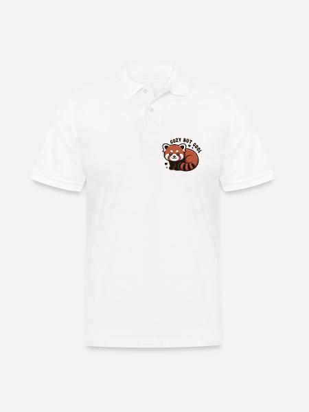 Câlin Panda Rouge MIGNON MAIS COOL - Polo Homme - blanc