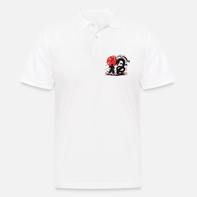 Samurai vs Drage Skjorte Dragekamp - Herre poloshirt - hvid