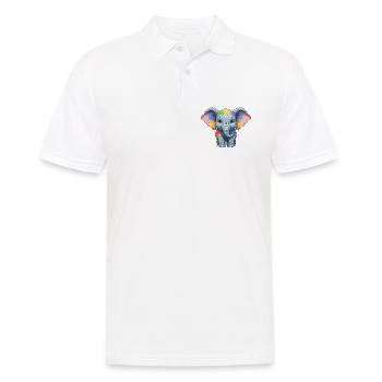 Colorful Elephant Splash - Men's Polo Shirt - white - Front - Kai (181cm)