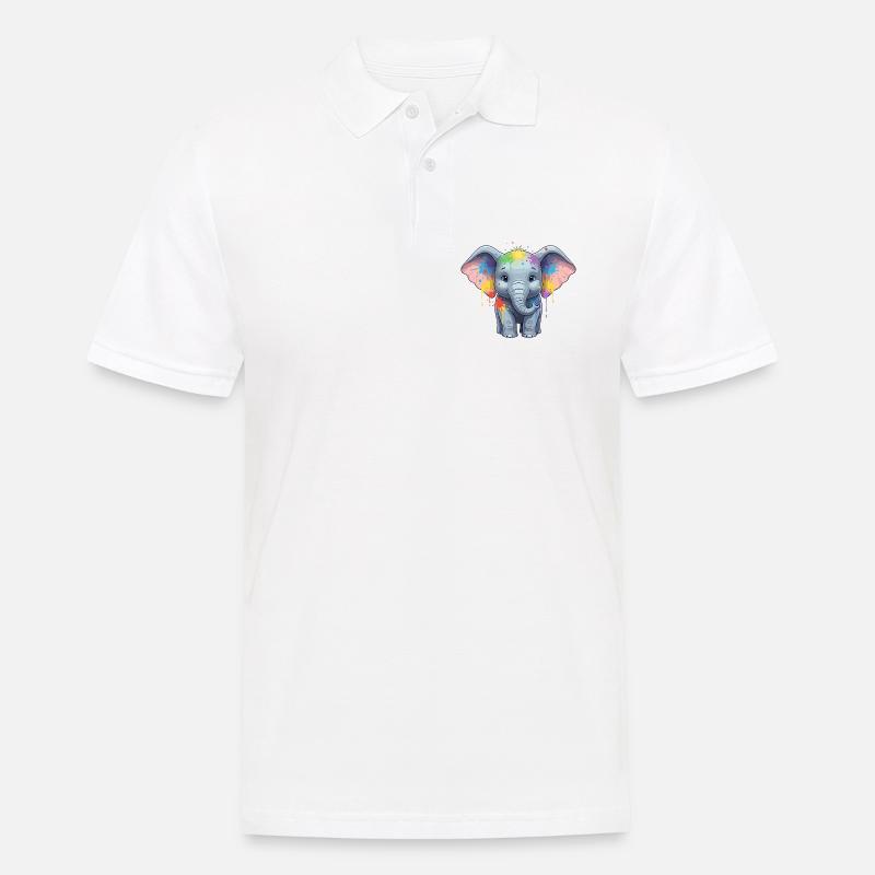 Bunter Elefanten-Splash - Männer Poloshirt - Weiß
