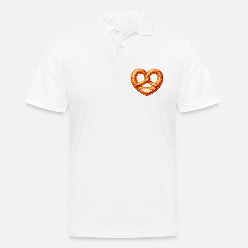Brezel Herz Backen Bäcker Design - Männer Poloshirt - Weiß