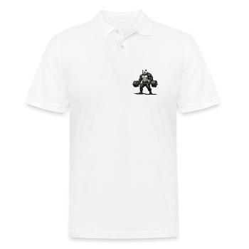 Panda Strength – Bodybuilding Design - Männer Poloshirt - Weiß - Vorne - Kai (181cm)